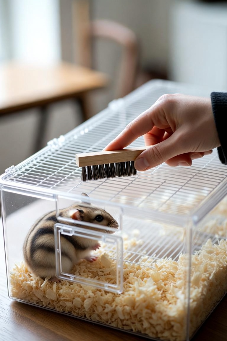 cleaning hamster living place