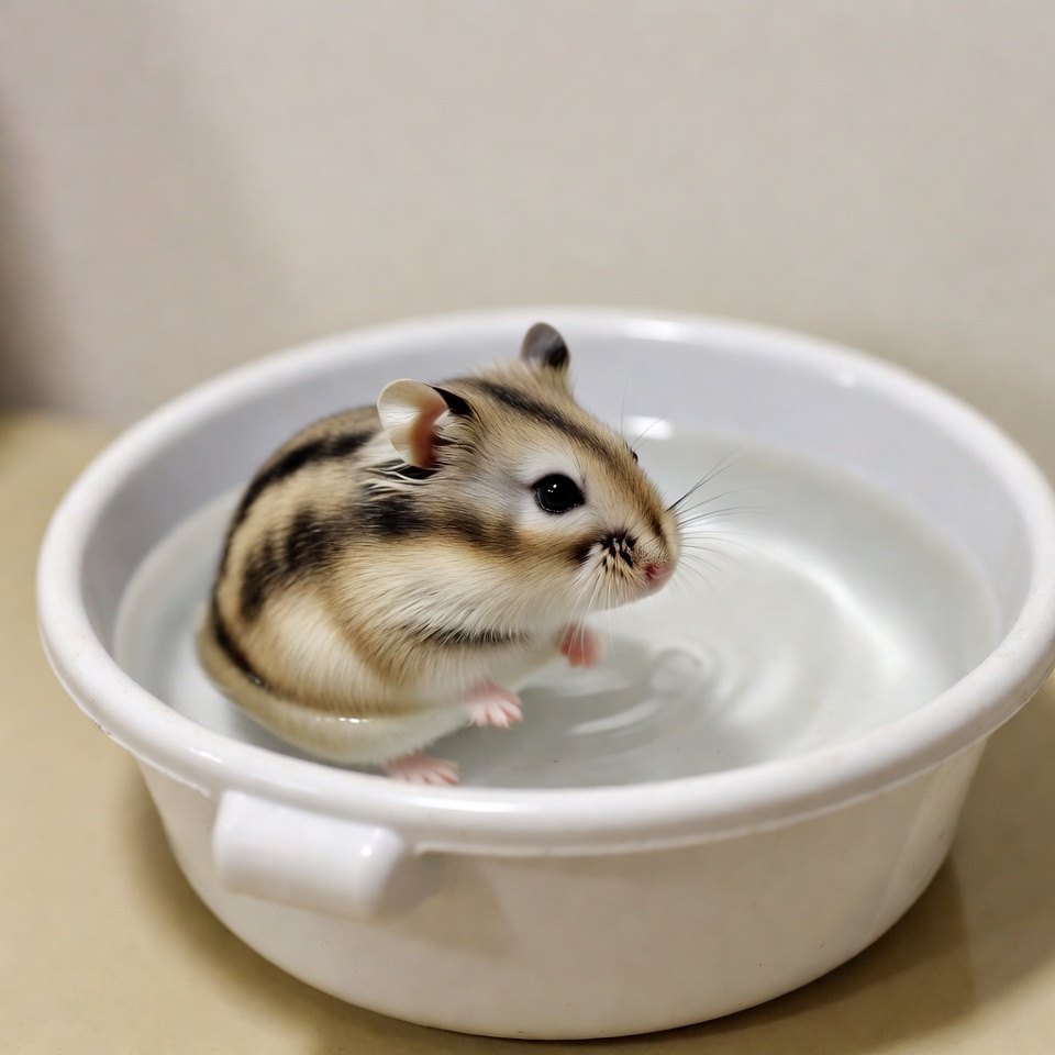 A bathing hamster